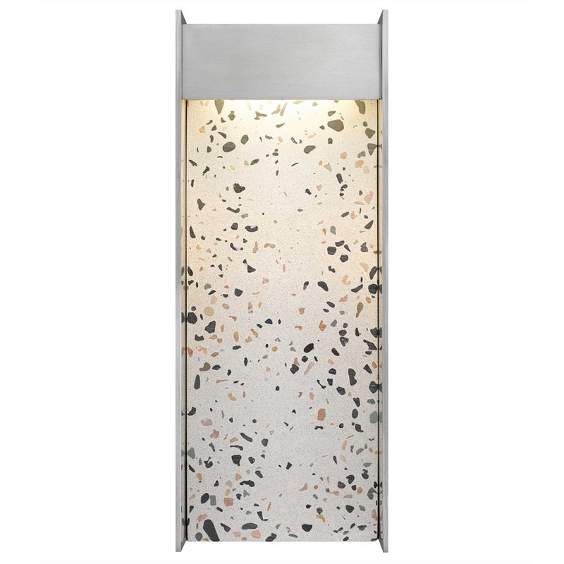 Alteck Terrazzo 14in 1-Light LED Outdoor Wall Sconce | Mid-Century Brushed Aluminum and Sand Blast Glass | Entryway & Patio | Model AW0095-3CCT-W-BA