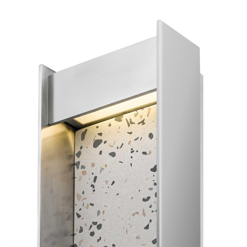 Alteck Terrazzo 20in 1-Light LED Outdoor Wall Sconce | Contemporary Brushed Aluminum and Sand Blast Glass | Entryway & Patio | Model AW0096-3CCT-W-BA