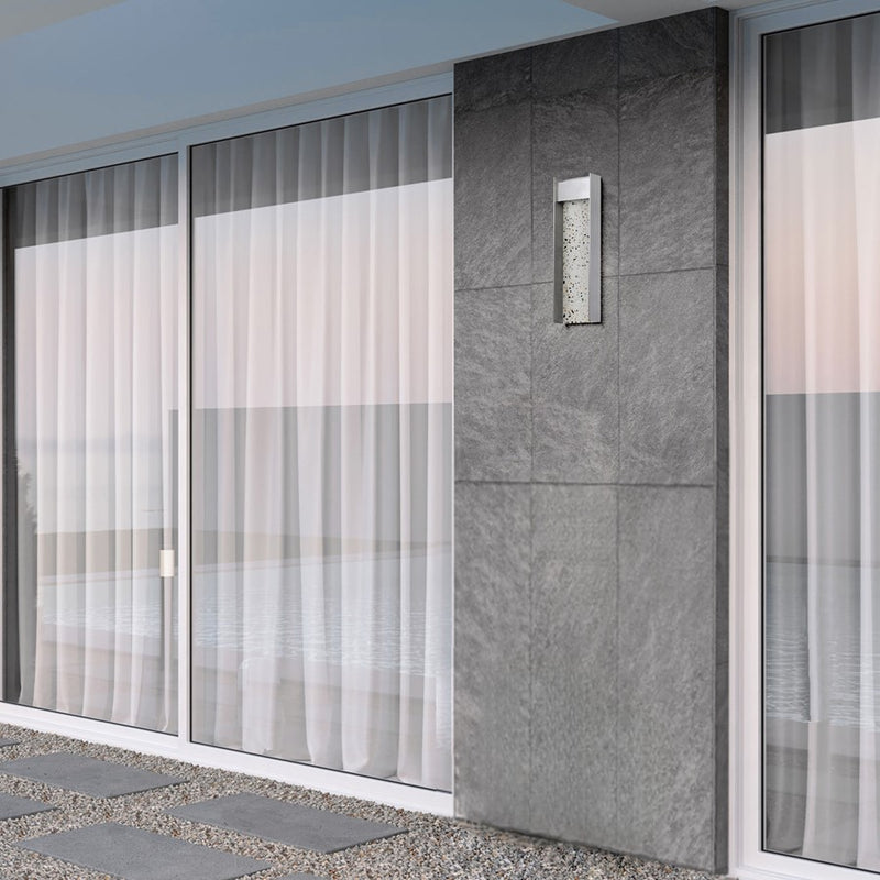 Alteck Terrazzo 20in 1-Light LED Outdoor Wall Sconce | Contemporary Brushed Aluminum and Sand Blast Glass | Entryway & Patio | Model AW0096-3CCT-W-BA