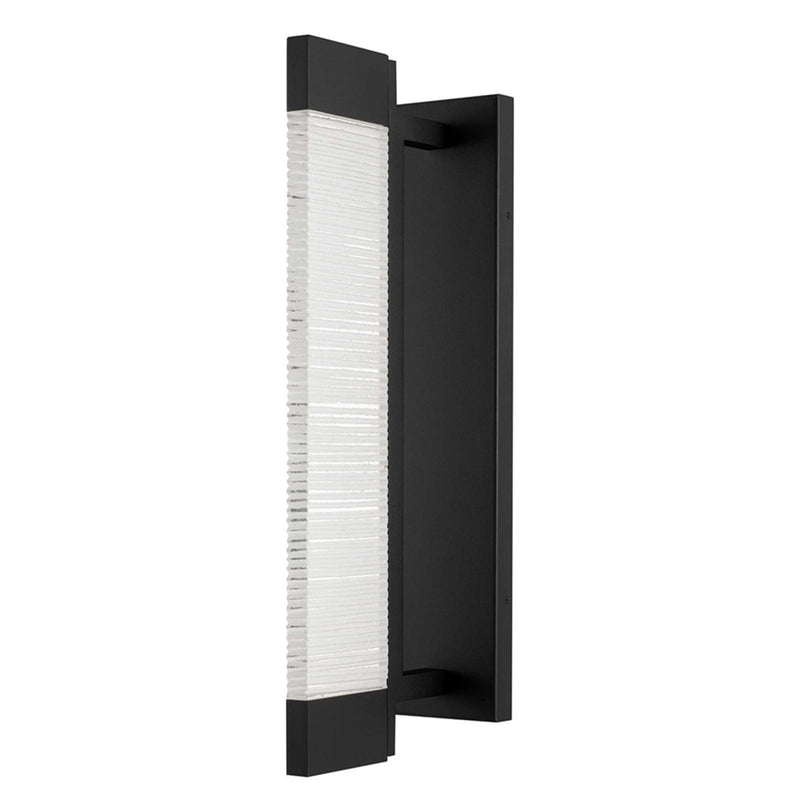 Alteck Solice 21in 1-Light LED Outdoor Wall Sconce | Contemporary Sand Black and Clear Sawn Glass | Entryway & Patio | Model AW0097-3CCT-W-BK