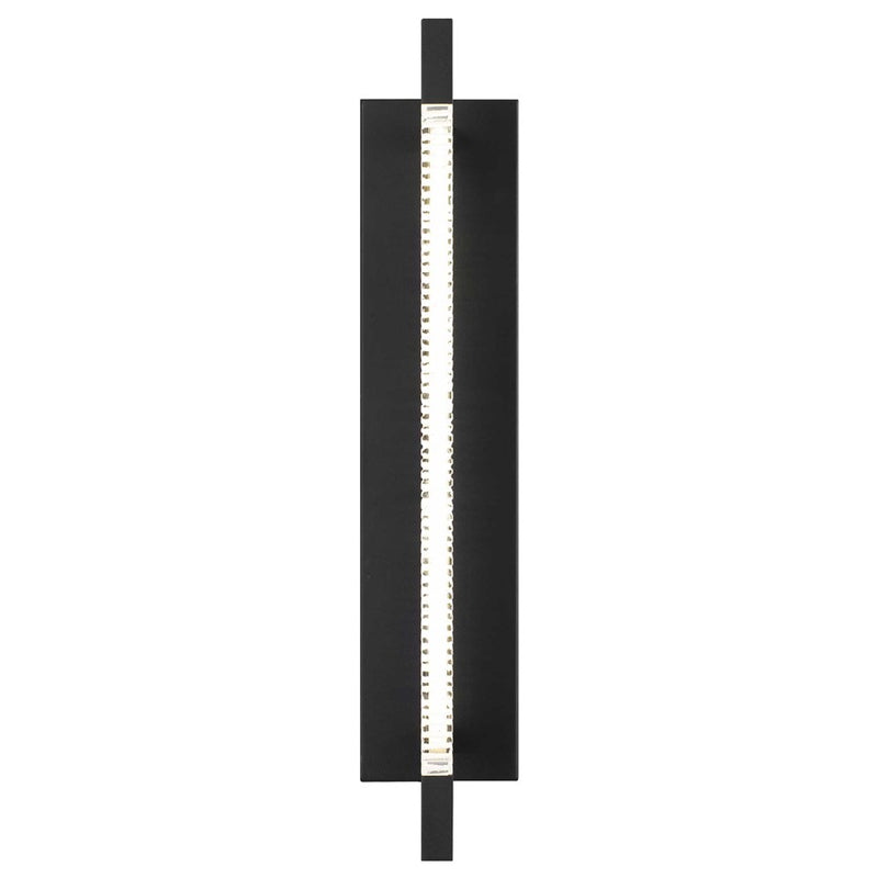 Alteck Solice 21in 1-Light LED Outdoor Wall Sconce | Contemporary Sand Black and Clear Sawn Glass | Entryway & Patio | Model AW0097-3CCT-W-BK