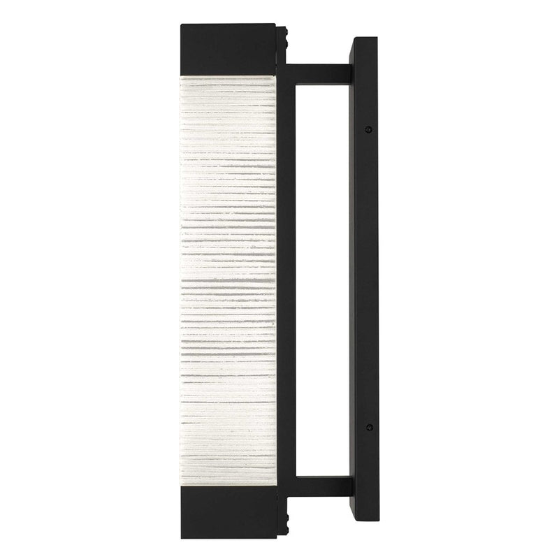 Alteck Solice 21in 1-Light LED Outdoor Wall Sconce | Contemporary Sand Black and Clear Sawn Glass | Entryway & Patio | Model AW0097-3CCT-W-BK