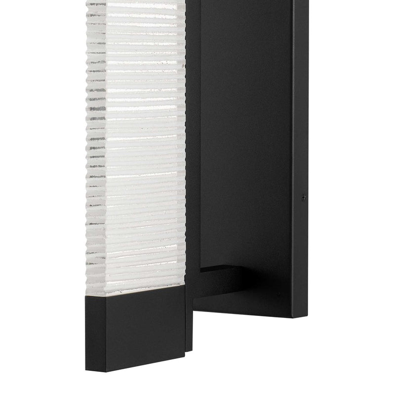 Alteck Solice 21in 1-Light LED Outdoor Wall Sconce | Contemporary Sand Black and Clear Sawn Glass | Entryway & Patio | Model AW0097-3CCT-W-BK