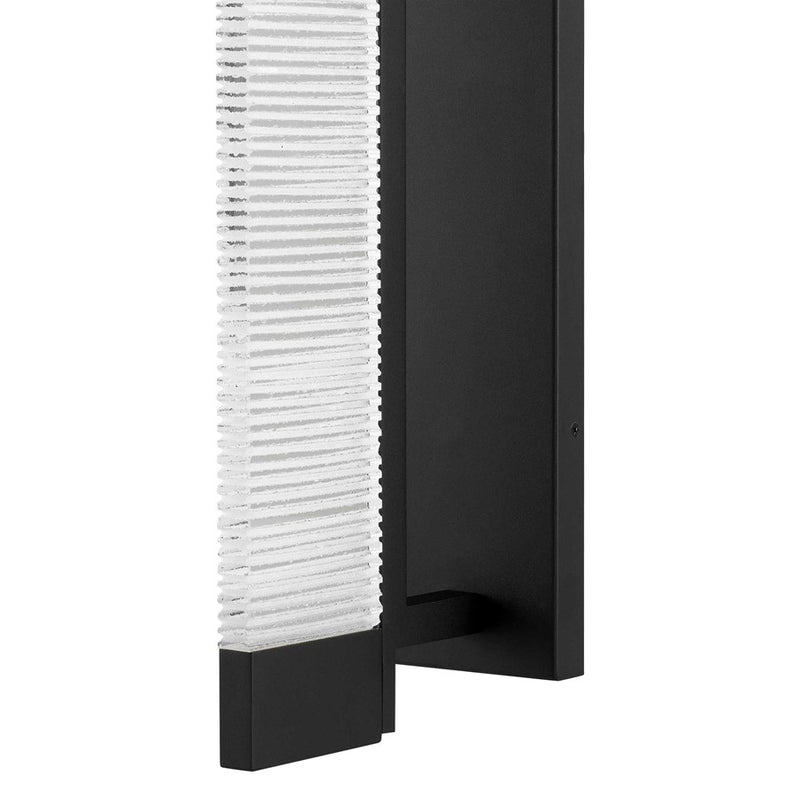 Alteck Solice 26in LED Outdoor Sconce | Contemporary Sand Black Aluminum and Clear Sawn Glass | Entryway & Covered Patio | Model AW0098-3CCT-W-BK