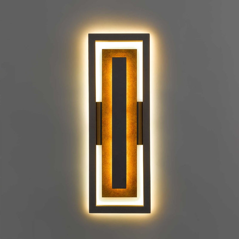Alteck Panels 20in 1-Light Outdoor Wall Sconce | Contemporary Dark Bronze and Sand Blast Glass | Entryway & Patio | Model AW0099-3CCT-W-DB