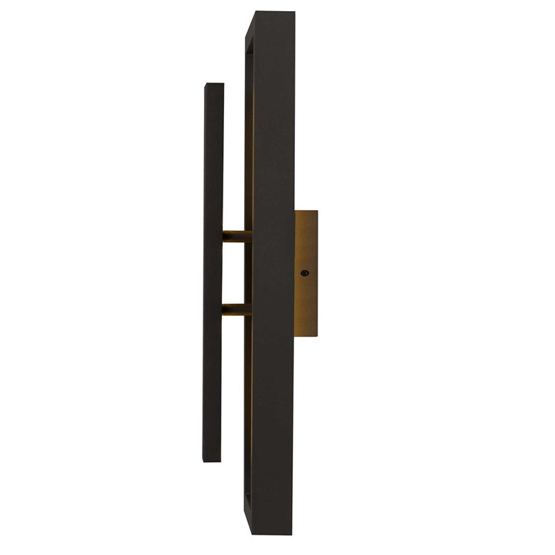 Alteck Panels 20in 1-Light Outdoor Wall Sconce | Contemporary Dark Bronze and Sand Blast Glass | Entryway & Patio | Model AW0099-3CCT-W-DB