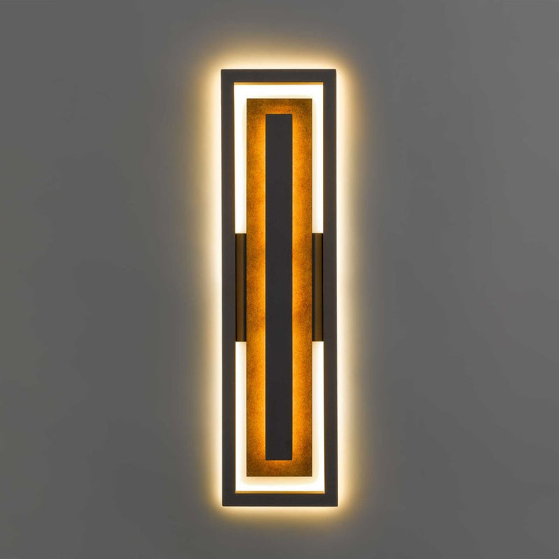 Alteck Panels 26in LED Outdoor Wall Sconce | Contemporary Dark Bronze and Sand Blast Glass | Entryway & Patio | Model AW0100-3CCT-W-DB
