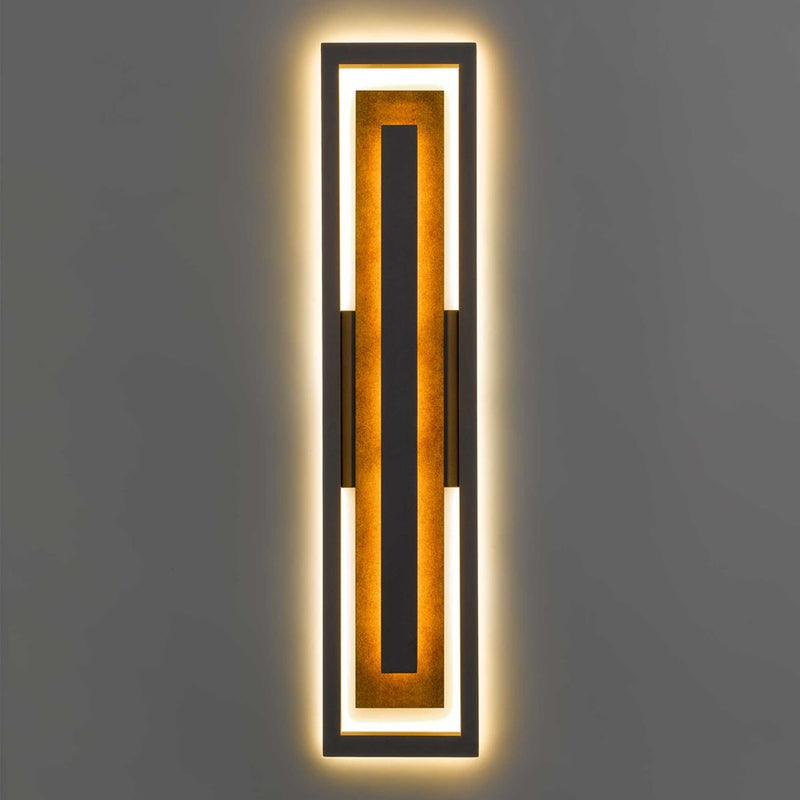 Alteck Panels 32in LED Outdoor Wall Sconce | Contemporary Dark Bronze and Sand Blast Glass | Entryway & Patio | Model AW0101-3CCT-W-DB