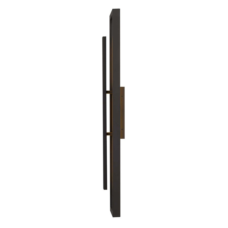 Alteck Panels 32in LED Outdoor Wall Sconce | Contemporary Dark Bronze and Sand Blast Glass | Entryway & Patio | Model AW0101-3CCT-W-DB