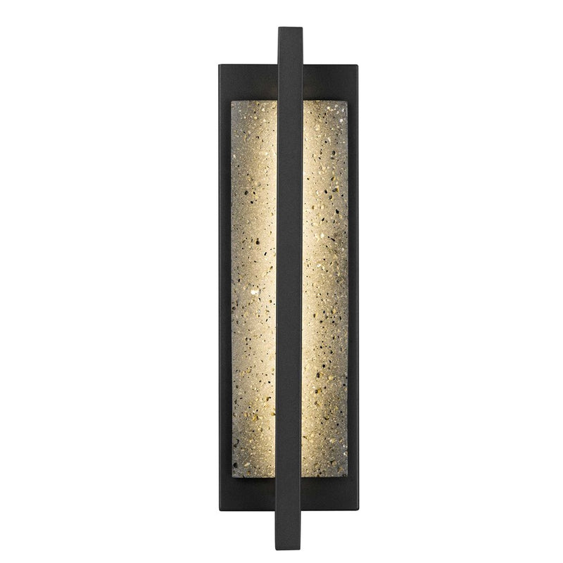 Alteck Dakota 16in 1-Light Outdoor Wall Sconce | Contemporary Sand Black Aluminum and Travertine | Entryway & Patio | Model AW0102-3CCT-W-BK