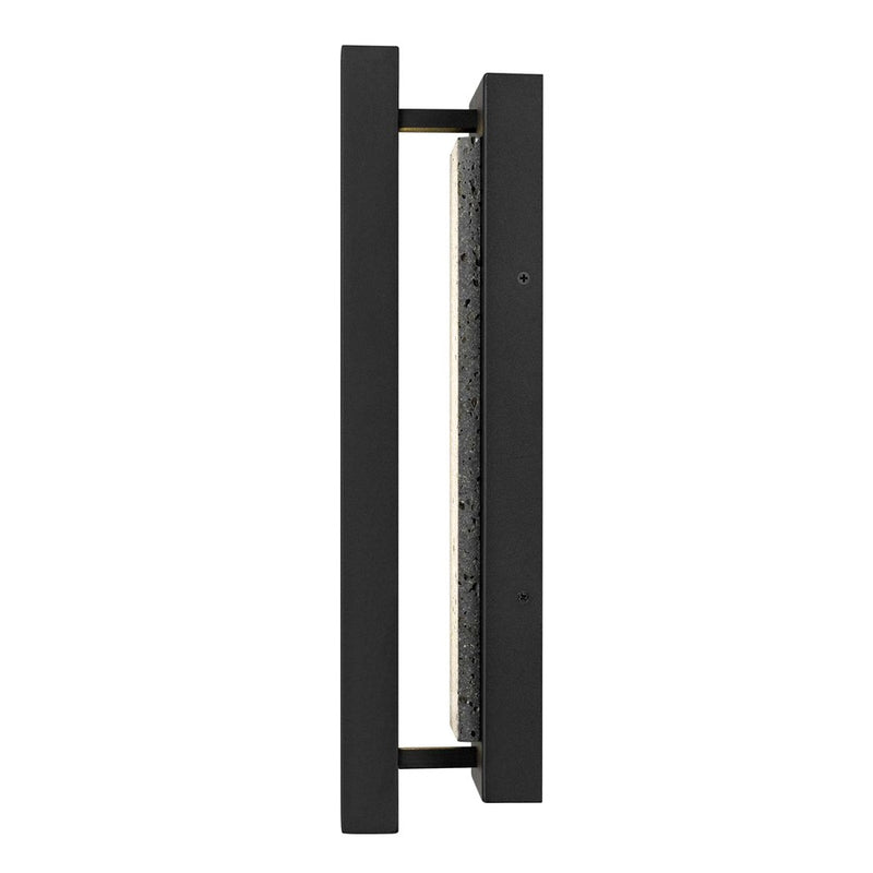 Alteck Dakota 16in 1-Light Outdoor Wall Sconce | Contemporary Sand Black Aluminum and Travertine | Entryway & Patio | Model AW0102-3CCT-W-BK
