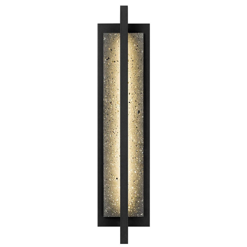 Alteck Dakota 24in 1-Light LED Outdoor Wall Sconce | Contemporary Sand Black Aluminum and Travertine | Entryway & Patio | Model AW0103-3CCT-W-BK