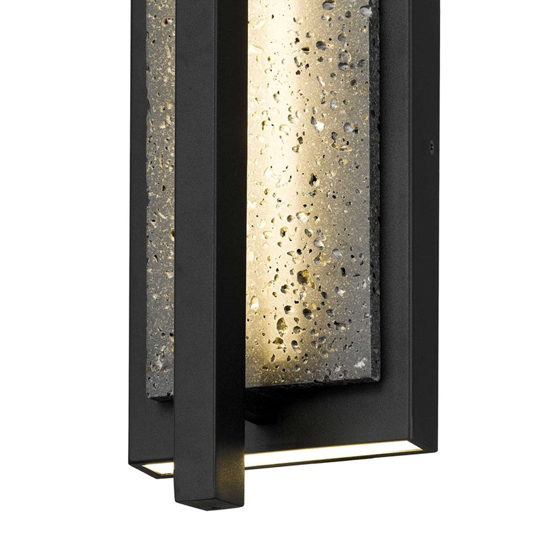 Alteck Dakota 24in 1-Light LED Outdoor Wall Sconce | Contemporary Sand Black Aluminum and Travertine | Entryway & Patio | Model AW0103-3CCT-W-BK
