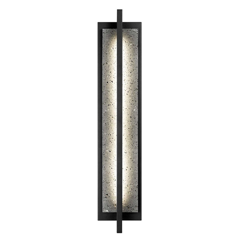 Alteck Dakota 32in 1-Light LED Outdoor Wall Sconce | Contemporary Sand Black Aluminum and Travertine | Entryway & Patio | Model AW0104-3CCT-W-BK