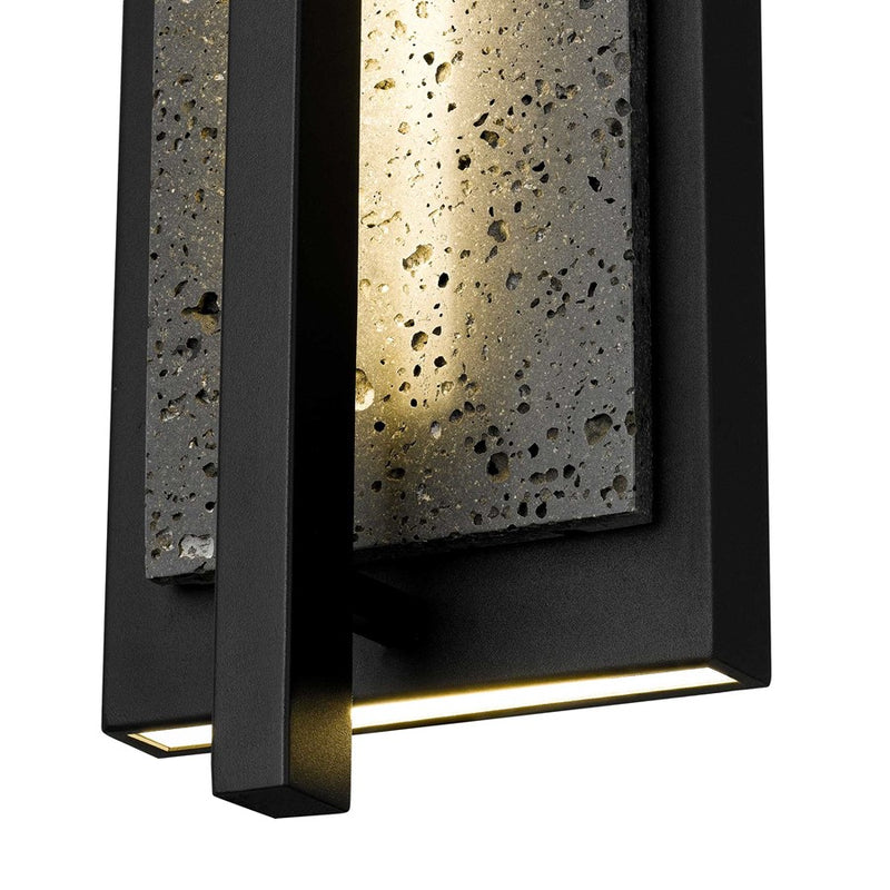 Alteck Dakota 32in 1-Light LED Outdoor Wall Sconce | Contemporary Sand Black Aluminum and Travertine | Entryway & Patio | Model AW0104-3CCT-W-BK