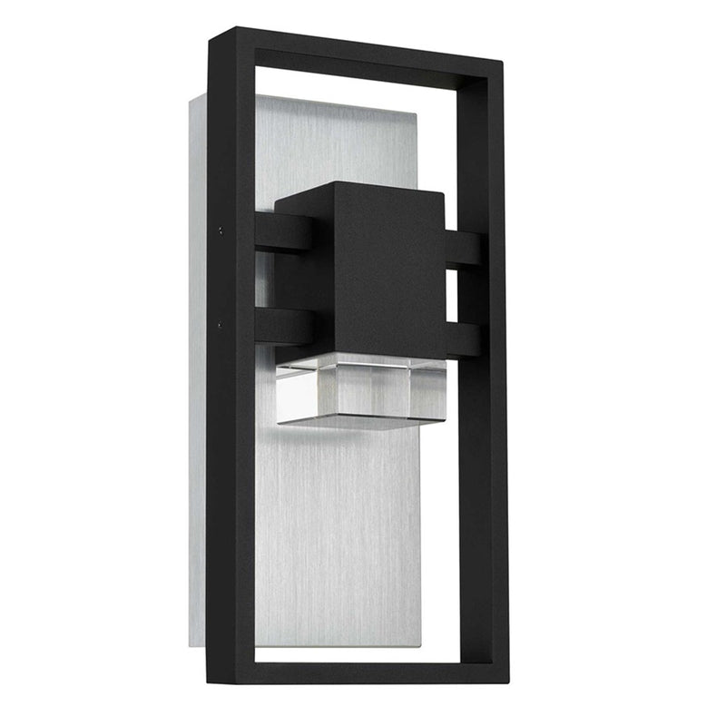 Alteck Mars 12in 1-Light Outdoor Wall Sconce | Contemporary Sand Black and Clear Crystal | Entryway & Patio | Model AW0105-3CCT-W-BK