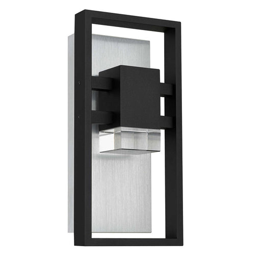Alteck Mars 12" LED Outdoor Sconce, Black/Clear, Sand Black