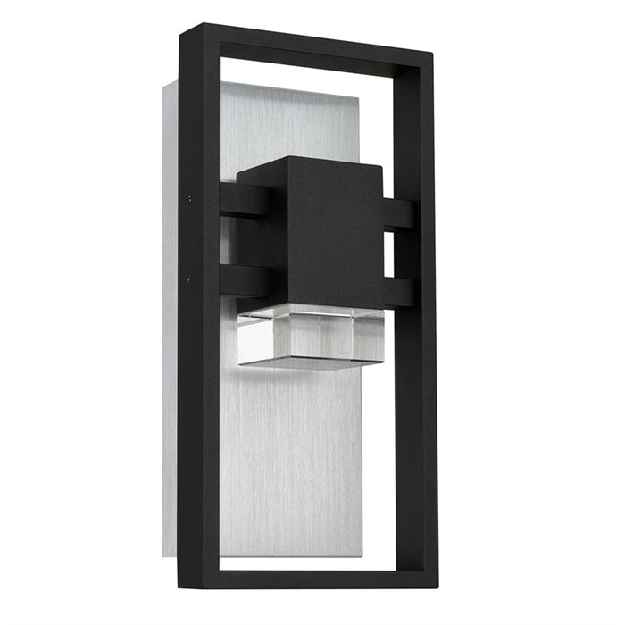 Alteck Mars 12" LED Outdoor Sconce, Black/Clear, Sand Black