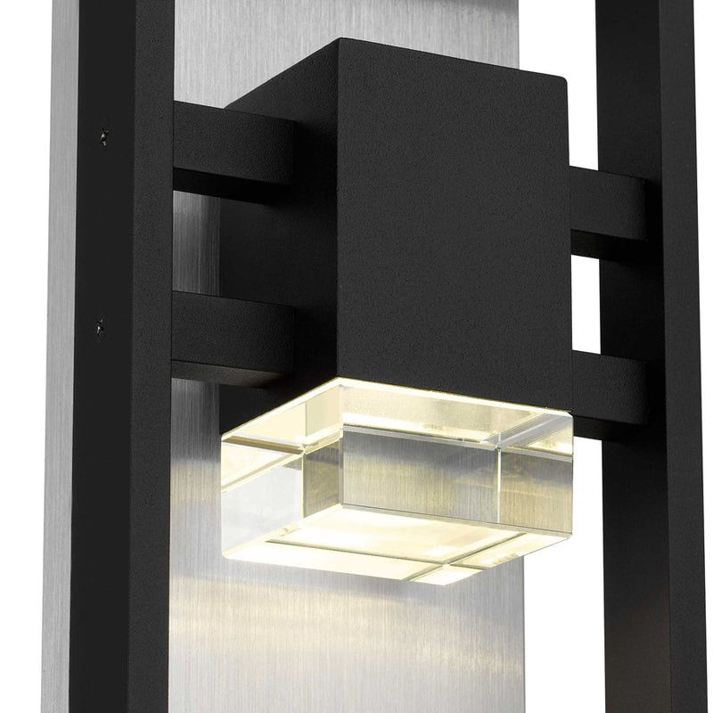 Alteck Mars 12in 1-Light Outdoor Wall Sconce | Contemporary Sand Black and Clear Crystal | Entryway & Patio | Model AW0105-3CCT-W-BK