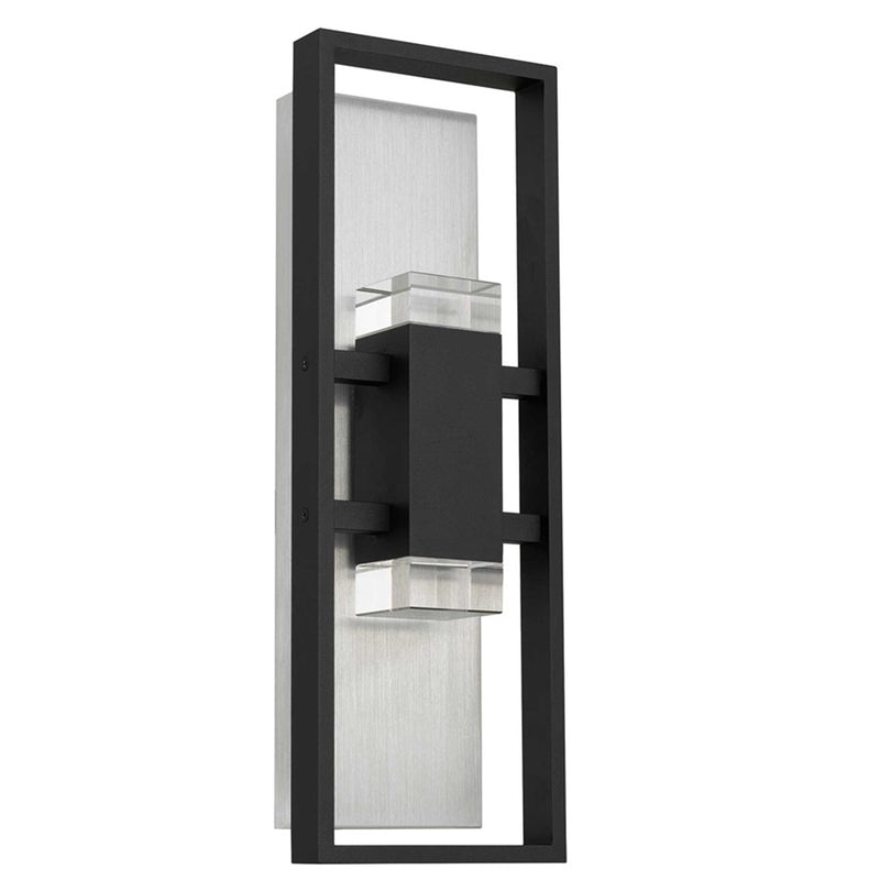 Alteck Mars 18in 1-Light LED Outdoor Sconce | Contemporary Sand Black and Clear Crystal | Entryway & Patio | Model AW0106-3CCT-W-BK