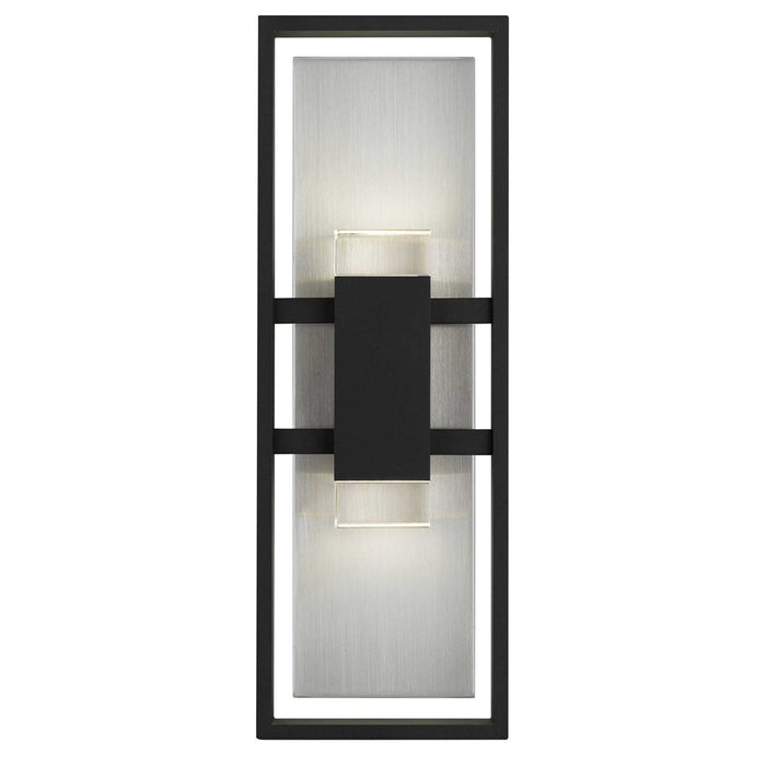 Alteck Mars 18" LED Outdoor Sconce, Black/Clear, Sand Black