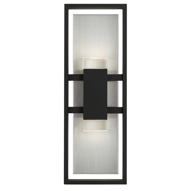 Alteck Mars 18in 1-Light LED Outdoor Sconce | Contemporary Sand Black and Clear Crystal | Entryway & Patio | Model AW0106-3CCT-W-BK