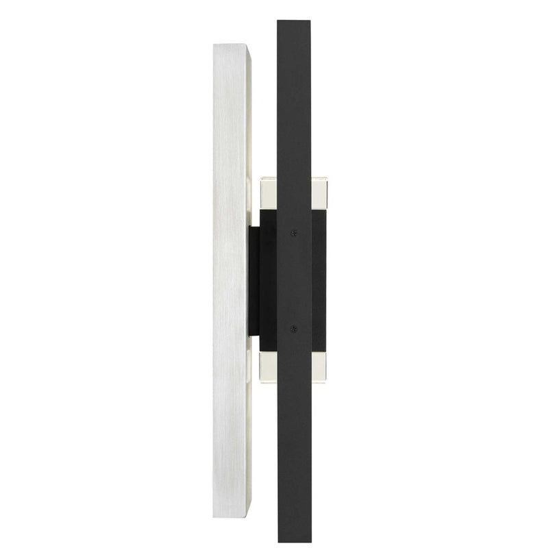Alteck Mars 18in 1-Light LED Outdoor Sconce | Contemporary Sand Black and Clear Crystal | Entryway & Patio | Model AW0106-3CCT-W-BK