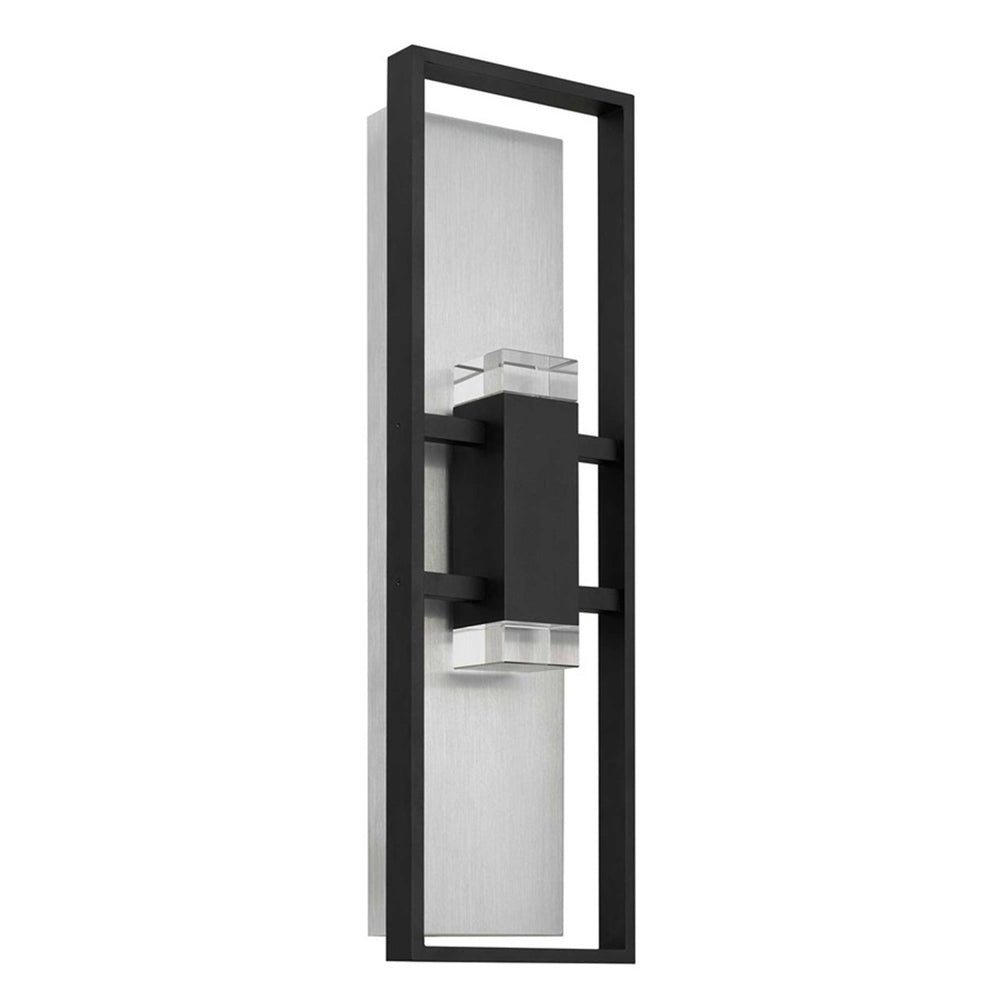 Alteck Mars 24" LED Outdoor Sconce, Black/Clear, Sand Black