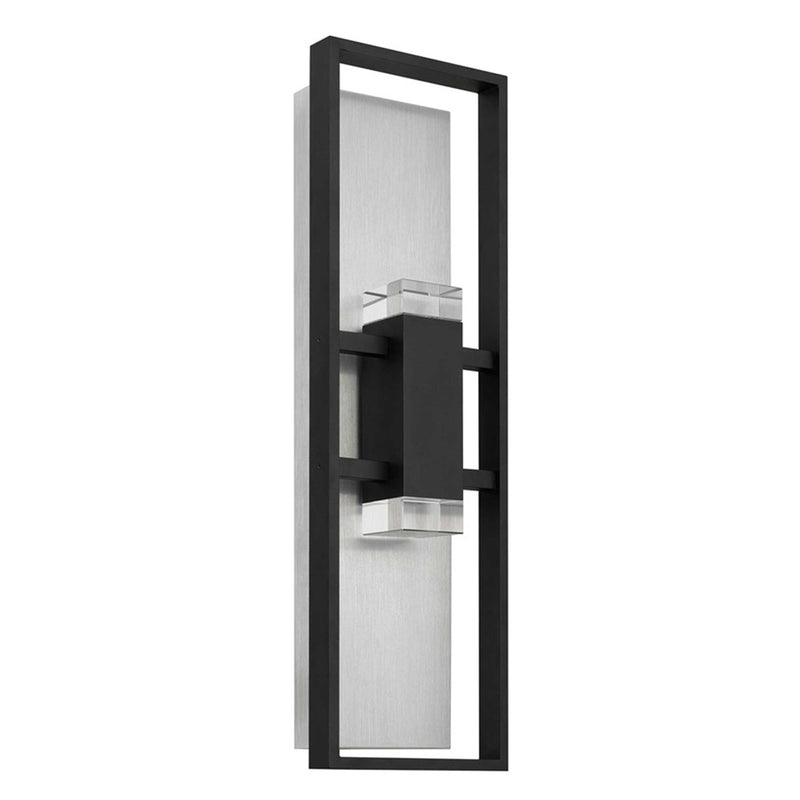 Alteck Mars 24in 1-Light Outdoor Wall Sconce | Contemporary Sand Black Aluminum and Clear Glass with Crystal Accents | Model AW0107-3CCT-W-BK