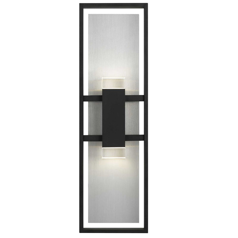 Alteck Mars 24in 1-Light Outdoor Wall Sconce | Contemporary Sand Black Aluminum and Clear Glass with Crystal Accents | Model AW0107-3CCT-W-BK