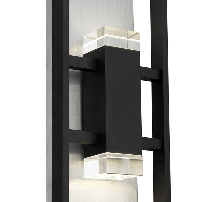 Alteck Mars 24" LED Outdoor Sconce, Black/Clear, Sand Black