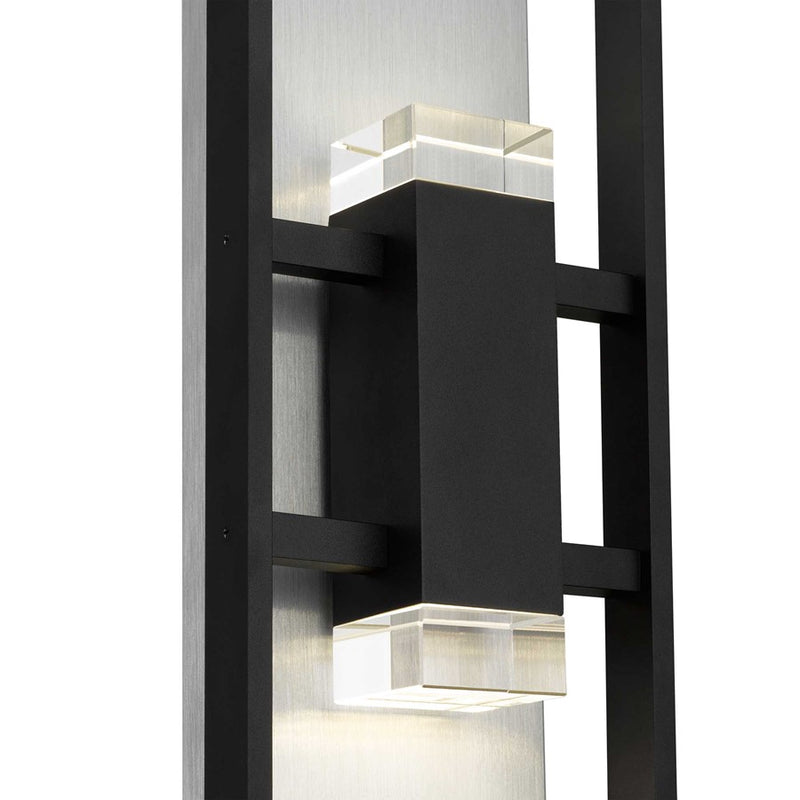 Alteck Mars 24in 1-Light Outdoor Wall Sconce | Contemporary Sand Black Aluminum and Clear Glass with Crystal Accents | Model AW0107-3CCT-W-BK