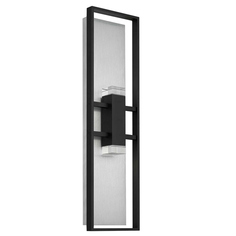 Alteck Mars 32in 1-Light LED Outdoor Sconce | Contemporary Sand Black and Clear Glass | Entryway & Patio | 8.5 x 32 x 3.88 in | Model AW0108-3CCT-W-BK