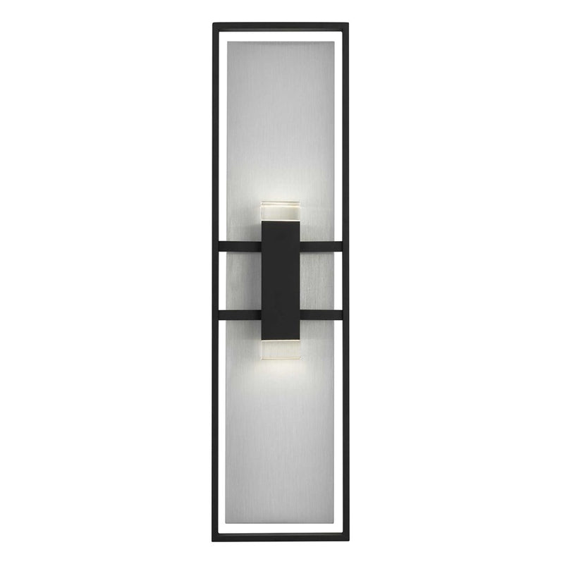 Alteck Mars 32in 1-Light LED Outdoor Sconce | Contemporary Sand Black and Clear Glass | Entryway & Patio | 8.5 x 32 x 3.88 in | Model AW0108-3CCT-W-BK