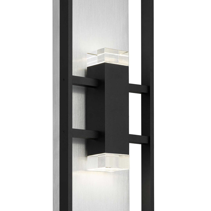 Alteck Mars 32in 1-Light LED Outdoor Sconce | Contemporary Sand Black and Clear Glass | Entryway & Patio | 8.5 x 32 x 3.88 in | Model AW0108-3CCT-W-BK