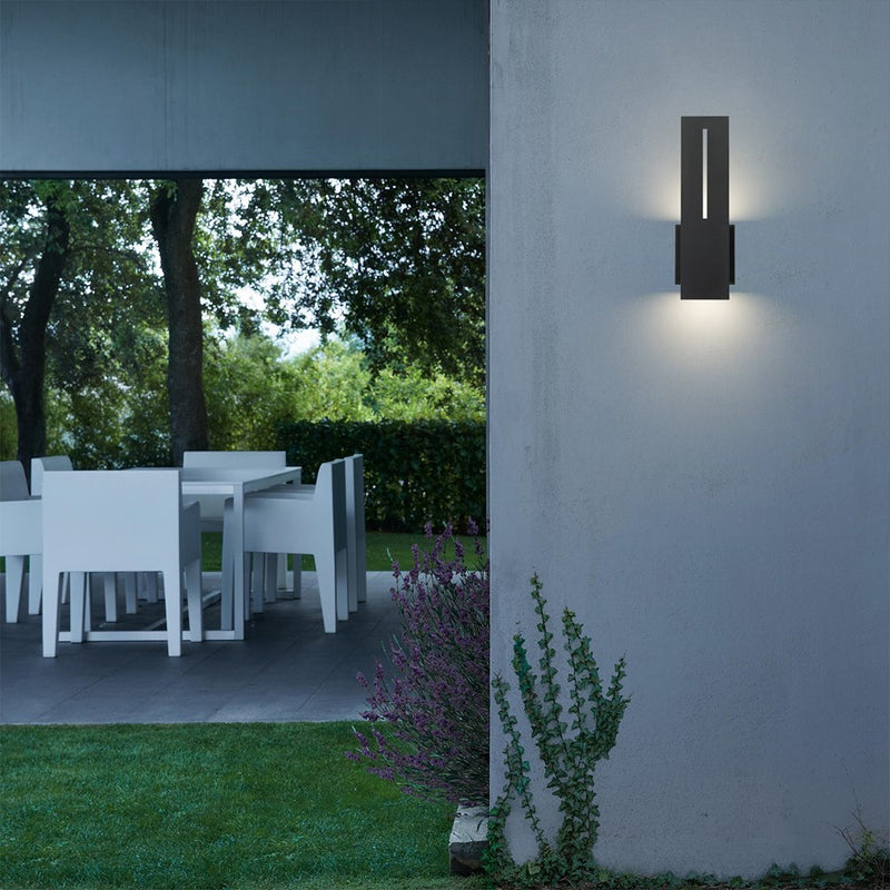 Alteck Slot 15in LED Outdoor Sconce | Contemporary Sand Black Aluminum | Entryway & Covered Patio | 5 x 15 in | Model AW0109-3CCT-W-BK