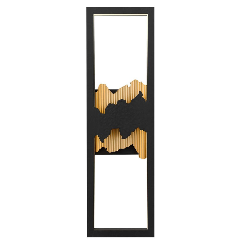 Alteck Sunrize 22in 1-Light LED Outdoor Wall Sconce | Contemporary Sand Black and Golden Accents | Entryway & Patio | Model AW0112-3CCT-W-BK-PB