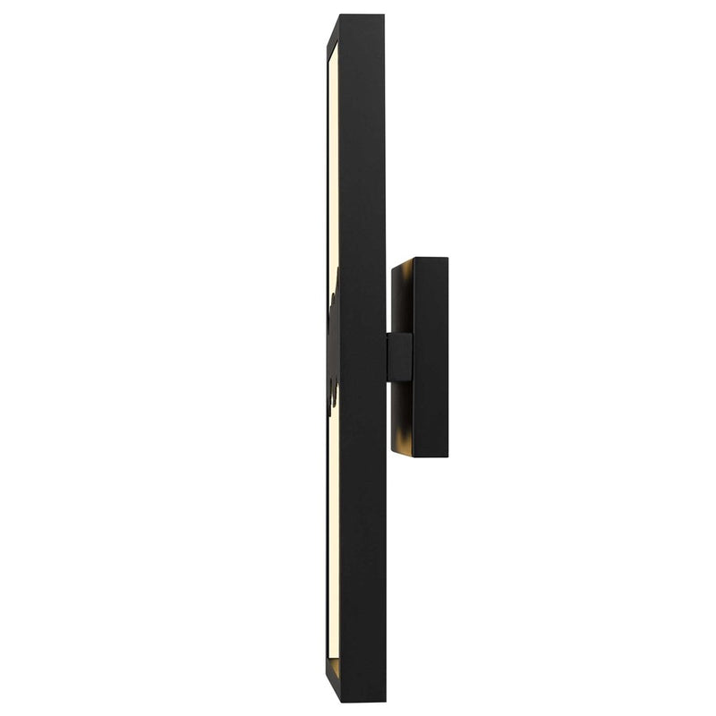 Alteck Sunrize 22in 1-Light LED Outdoor Wall Sconce | Contemporary Sand Black and Golden Accents | Entryway & Patio | Model AW0112-3CCT-W-BK-PB