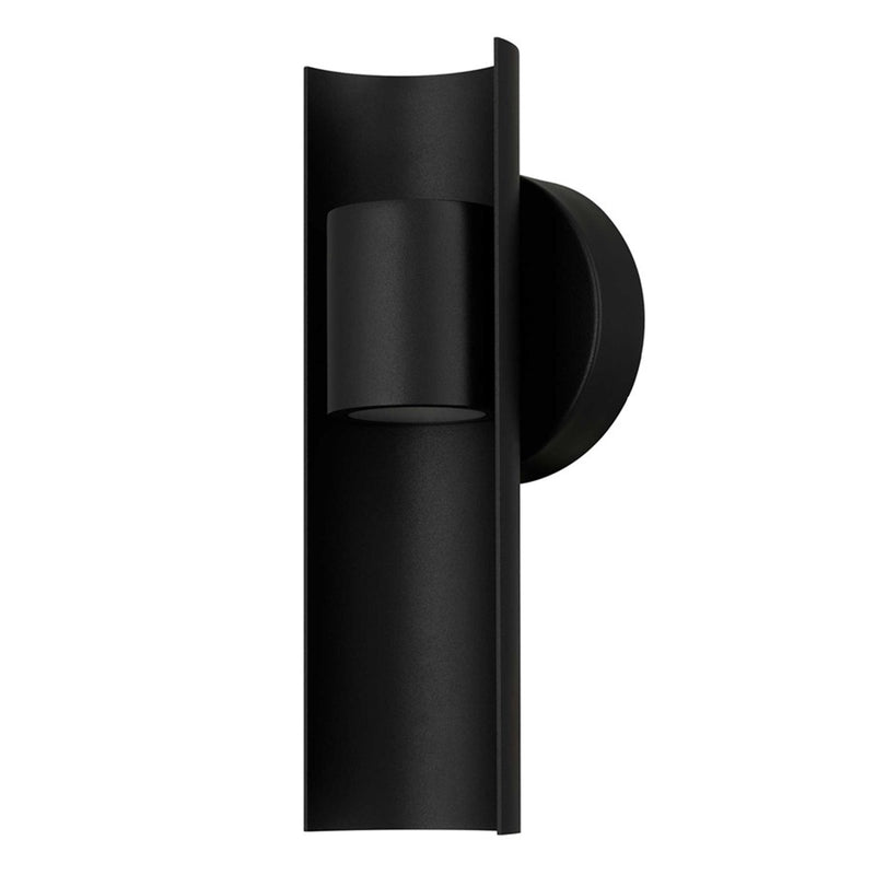 Alteck Hugo 11.5in 1-Light Outdoor Wall Sconce | Contemporary Sand Black and Sand Blast Glass | Covered Patio & Entryway | Model AW0113-3CCT-W-BK