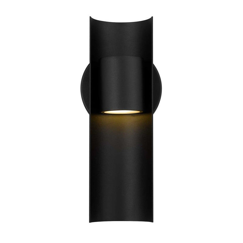 Alteck Hugo 11.5in 1-Light Outdoor Wall Sconce | Contemporary Sand Black and Sand Blast Glass | Covered Patio & Entryway | Model AW0113-3CCT-W-BK