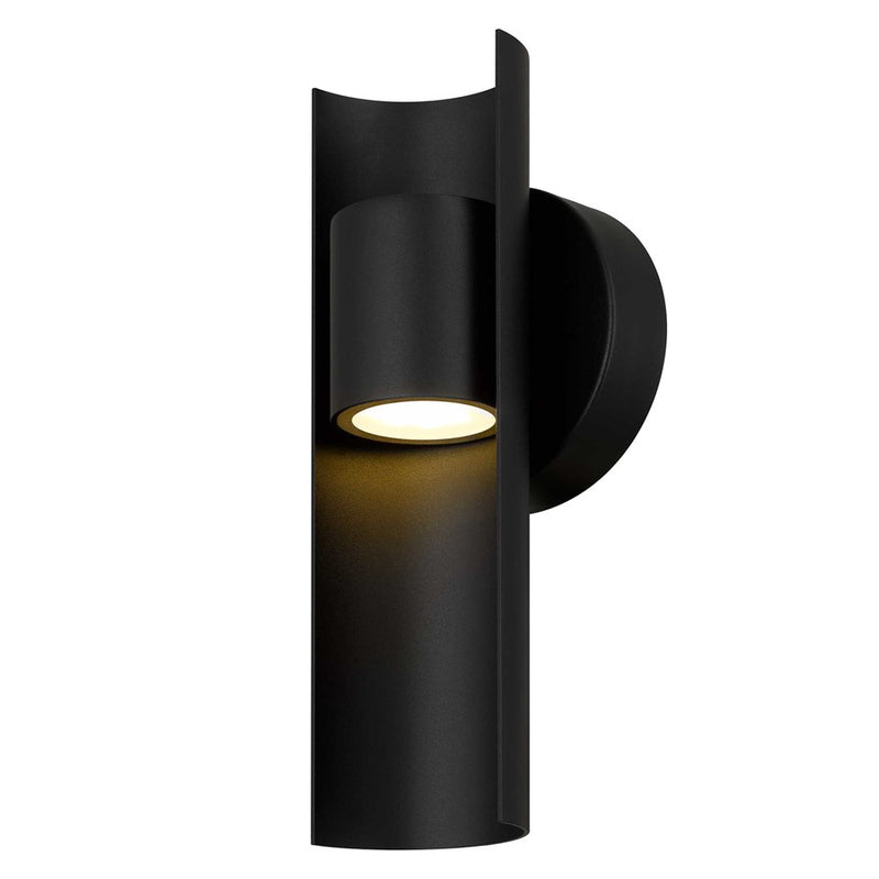 Alteck Hugo 11.5in 1-Light Outdoor Wall Sconce | Contemporary Sand Black and Sand Blast Glass | Covered Patio & Entryway | Model AW0113-3CCT-W-BK