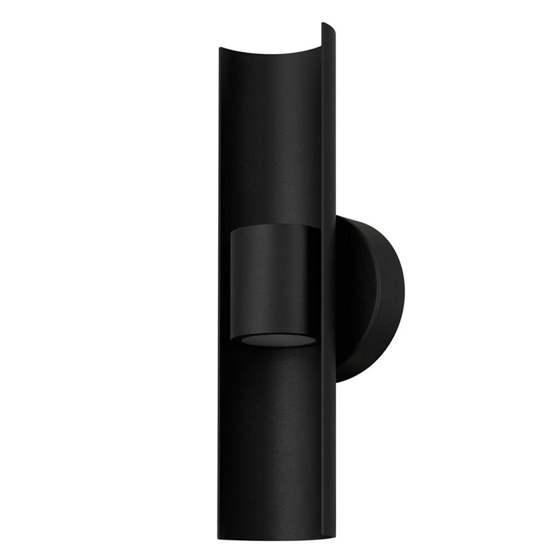 Alteck Hugo 14in 1-Light LED Outdoor Sconce | Contemporary Sand Black Aluminum and Sand Blast Glass | Entryway & Patio | Model AW0114-3CCT-W-BK