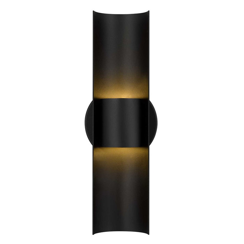 Alteck Hugo 14in 1-Light LED Outdoor Sconce | Contemporary Sand Black Aluminum and Sand Blast Glass | Entryway & Patio | Model AW0114-3CCT-W-BK