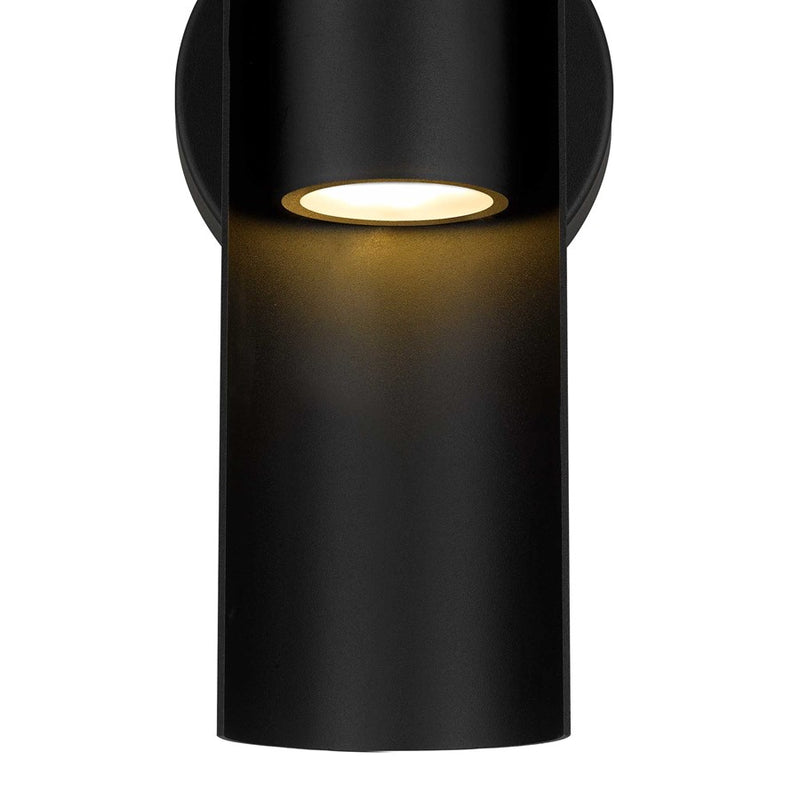 Alteck Hugo 14in 1-Light LED Outdoor Sconce | Contemporary Sand Black Aluminum and Sand Blast Glass | Entryway & Patio | Model AW0114-3CCT-W-BK