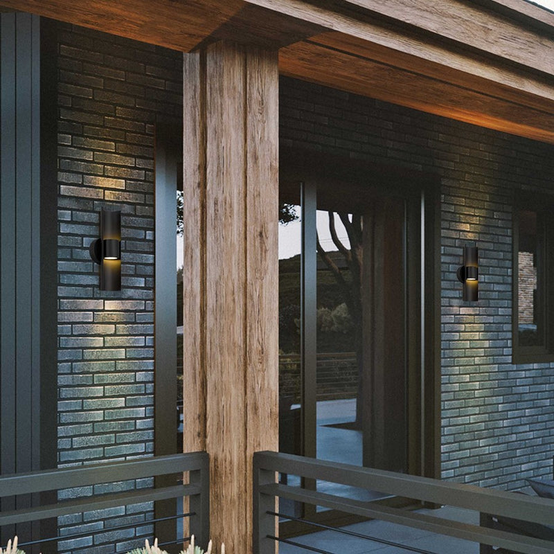 Alteck Hugo 14in 1-Light LED Outdoor Sconce | Contemporary Sand Black Aluminum and Sand Blast Glass | Entryway & Patio | Model AW0114-3CCT-W-BK