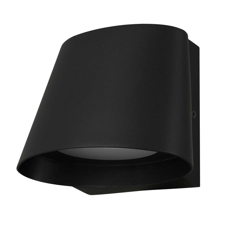Alteck Grace 6in 1-Light LED Outdoor Wall Sconce | Contemporary Sand Black Aluminum and Sand Blast Glass | Entryway & Patio | Model AW0115-3CCT-W-BK