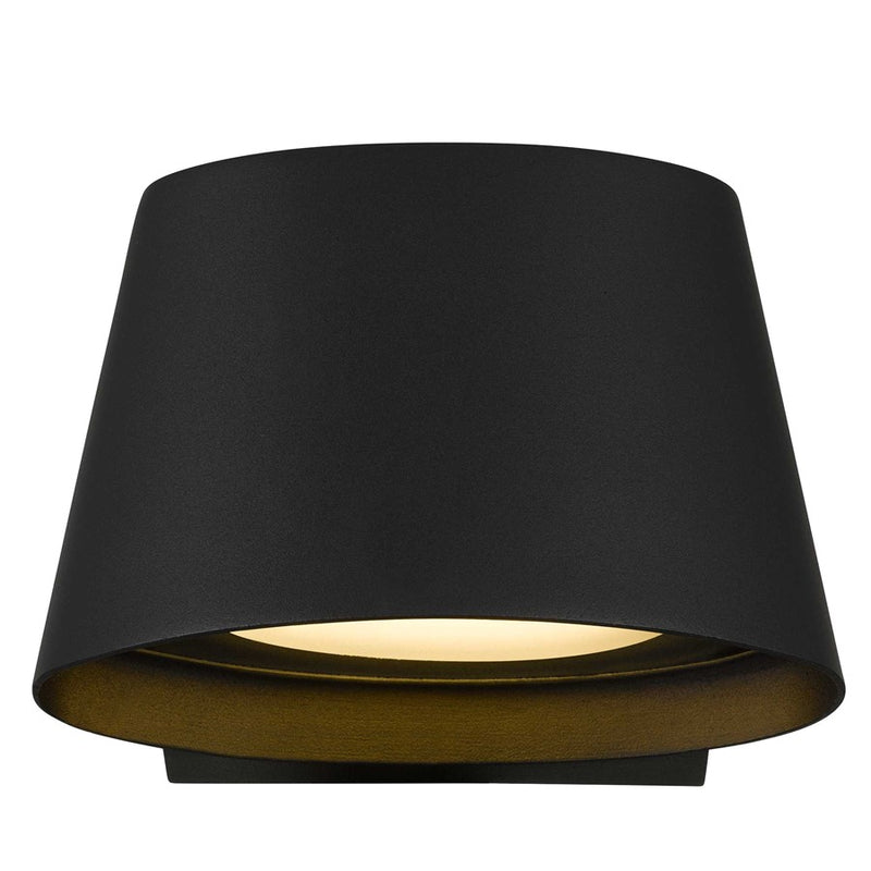 Alteck Grace 6in 1-Light LED Outdoor Wall Sconce | Contemporary Sand Black Aluminum and Sand Blast Glass | Entryway & Patio | Model AW0115-3CCT-W-BK