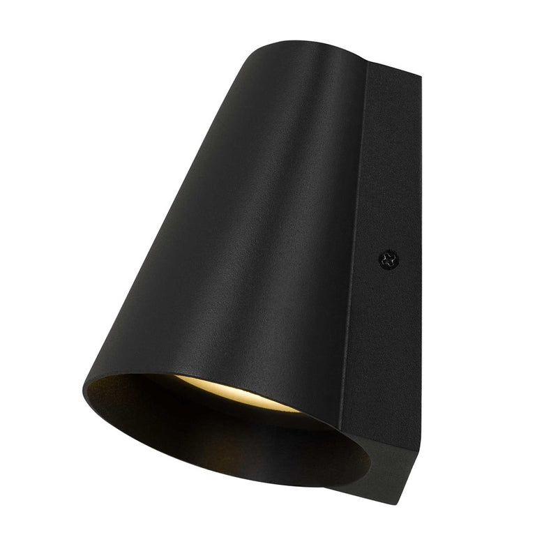 Alteck Grace 6in 1-Light LED Outdoor Wall Sconce | Contemporary Sand Black Aluminum and Sand Blast Glass | Entryway & Patio | Model AW0115-3CCT-W-BK