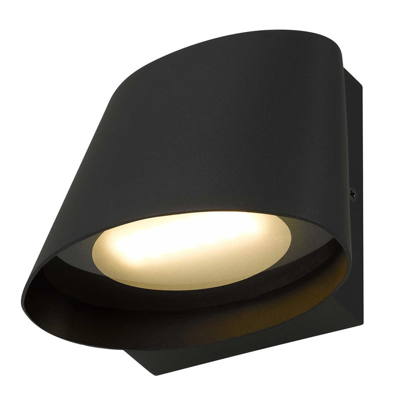 Alteck Grace 6in 1-Light LED Outdoor Wall Sconce | Contemporary Sand Black Aluminum and Sand Blast Glass | Entryway & Patio | Model AW0115-3CCT-W-BK