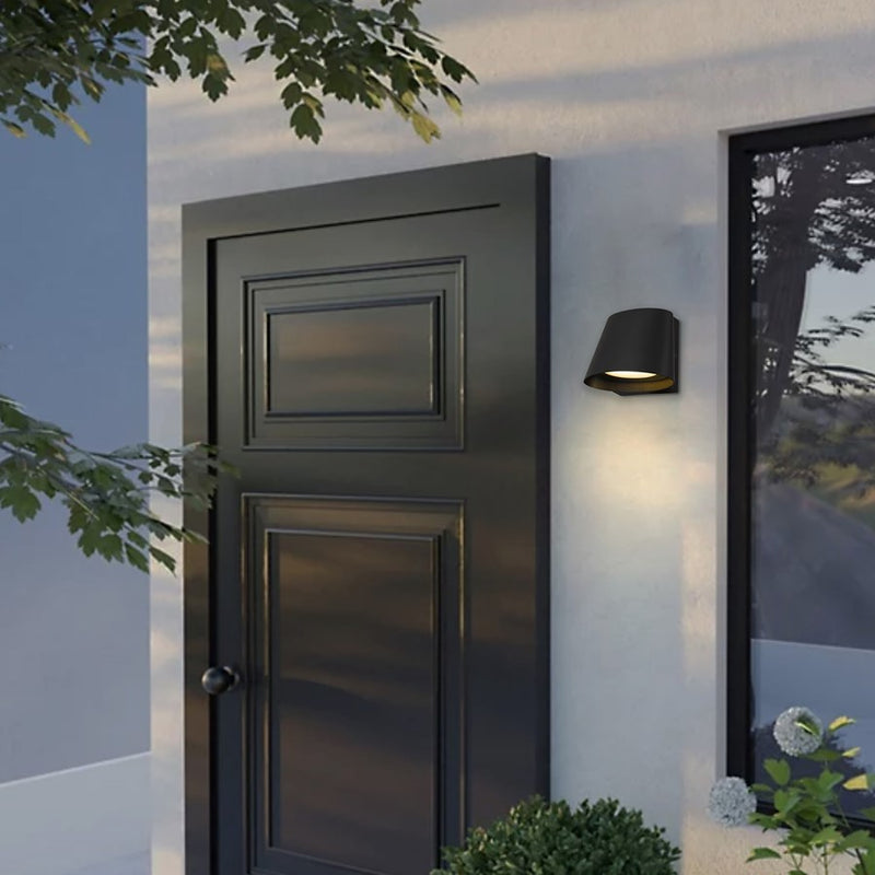 Alteck Grace 6in 1-Light LED Outdoor Wall Sconce | Contemporary Sand Black Aluminum and Sand Blast Glass | Entryway & Patio | Model AW0115-3CCT-W-BK